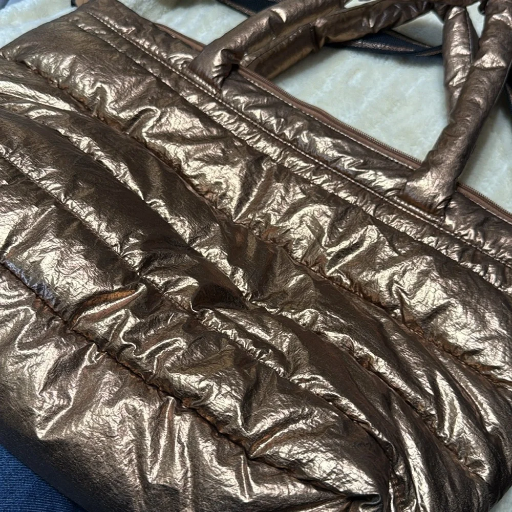 Metallic Bronze puffer Tote Bag